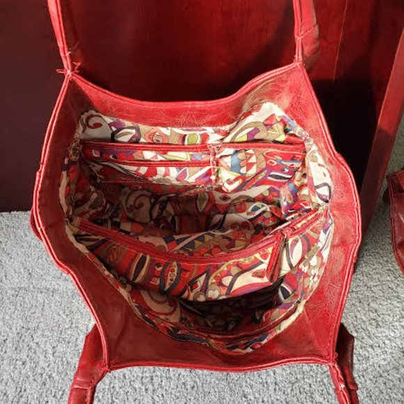 Nicole Miller Red leather Boho Purse - Picture 5 of 9